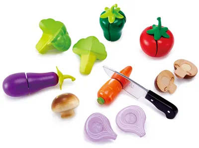 Set produse de taiat Hape - Legume, 9 piese, din lemn