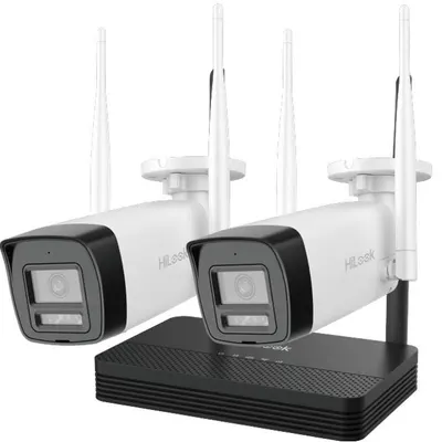 Kit 2 camere Wifi cu NVS HiLook IKS-2042BH-PH/W, 2MP, lentila 2.8mm, IR 30m, detectie miscare, microfon, difuzor