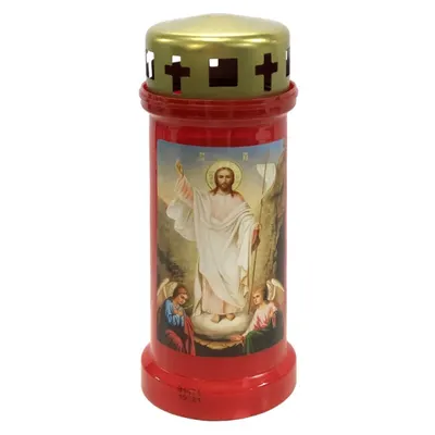 Candela Bolsius nr. 6 cu Capac Invierea Domnului, Rosu, 70 Ore