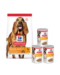 HILL'S Science Plan 7+ Dog Mature Light Medium Chicken 14 kg hrana caini maturi + 3 conserve GRATIS