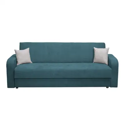Canapea FANTAZI S extensibila, 3 locuri, cu arcuri, lada depozitare, turcoaz + gri deschis, 225x80x90 cm