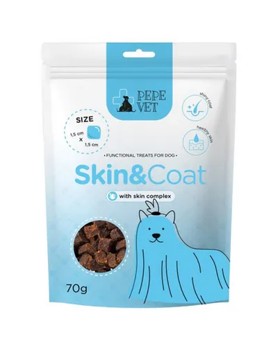 PAKA ZWIERZAKA PEPE Vet Skin & Coat 70 g gustări funcționale pentru susținerea sănătății pielii și blănii la câini