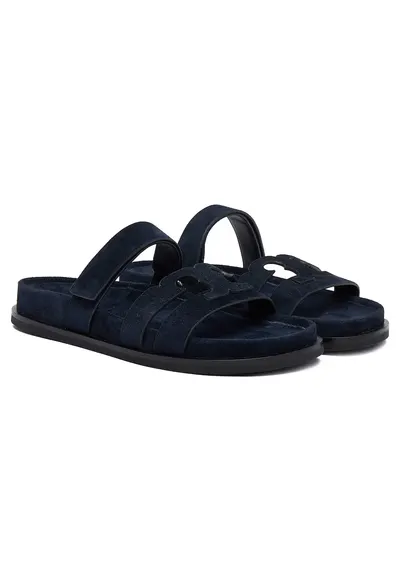 Slapi dama - Ines Sport Slide 163 - piele naturala - bleumarin