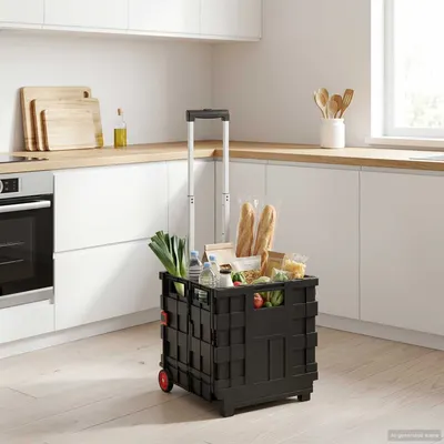 vidaXL Cărucior Manual Negru și roșu 35 x 39 x 92 cm PP și elastomer