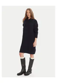 Rochie tricotata - 80% lana - bleumarin - pentru femei -