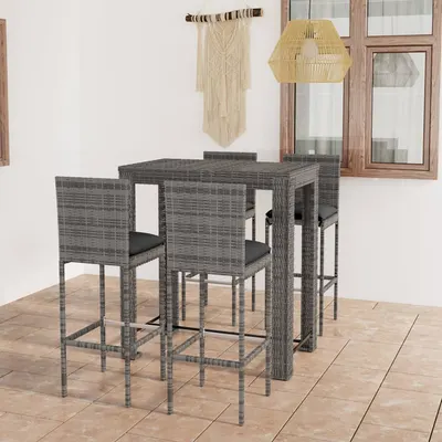 Gossi set mobilier bar de gradina cu perne, 5 piese, gri, poliratan
