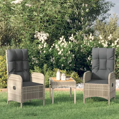 Gossi set mobilier de gradina cu perne, 3 piese, gri, poliratan