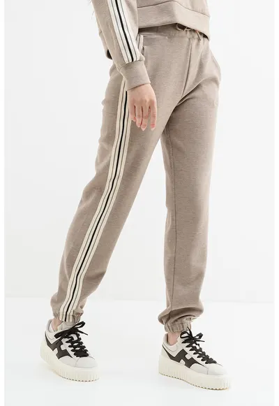 Pantaloni cu logo pentru fitness - Bej melange