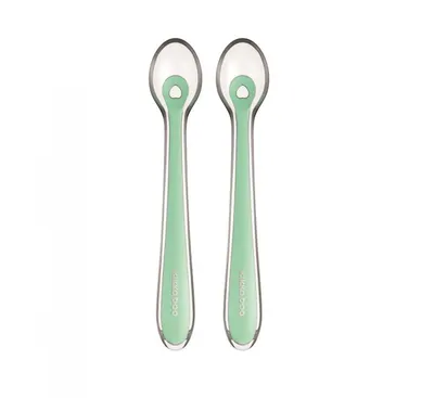Set 2 lingurite din silicon pentru copii KikkaBoo Mint in cutiuta depozitare,Recomandata de la 4 luni,Fara BPA,Textura extrem de moale