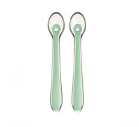 Set 2 lingurite din silicon pentru copii KikkaBoo Mint in cutiuta depozitare,Recomandata de la 4 luni,Fara BPA,Textura extrem de moale