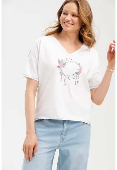 Bluza cu broderie si imprimeu