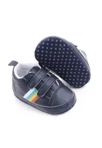 Pantofi sport Model AL 16340 cu dungi multicolore - pentru bebelusi - Piele ecologica - Bleumarin - Bleumarin