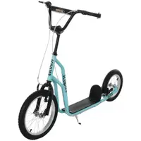 HOMCOM Kinderroller ab 5 jahre Scooter Tretroller Cityroller Kinder Roller Kickboard cu roti gonflabile 16/12 inci Albastru 135 x 58 x 88-94 cm | Aosom Romania