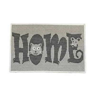 Covor Dreptunghiular pentru Usa de Intrare, Gri / Negru, 50 x 80 cm, Antiderapant, Model Flex Home