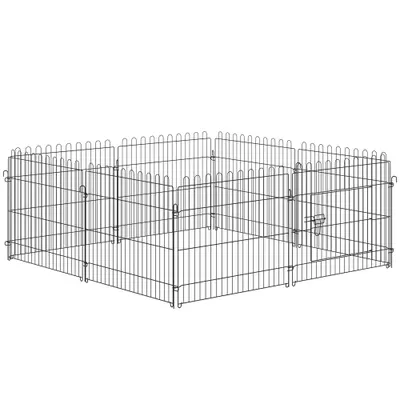 PawHut Țarc pentru Animale Mici, Cușcă Modulară din Oțel pentru Câini, Pisici, Pui, 158x61 cm, Negru | Aosom Romania