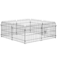 PawHut Țarc pentru Animale Mici, Cușcă Modulară din Oțel pentru Câini, Pisici, Pui, 158x61 cm, Negru | Aosom Romania