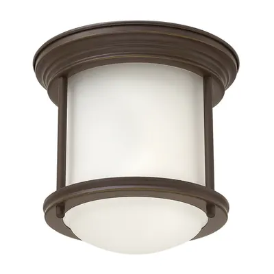 Corp de iluminat decorativ pentru exterior, Hadrian 1 Light Flush Mount – Opal Glass – Oil Rubbed Bronze