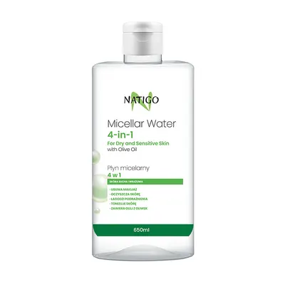 Apa micelara pentru ten uscat si sensibil cu ulei de masline, 650ml, Natigo