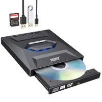 Unitate Optica Externa CD DVD RW 5 in 1, USB 3.0, port USB-C, cititor de carduri SD si MicroSD, Disk Burner, Reader DVD Player pentru Windows,