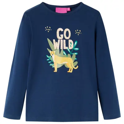 Tricou pentru copii cu mâneci lungi, bleumarin, 140