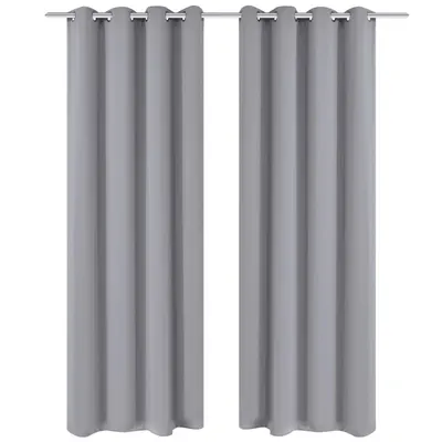 vidaXL Draperii opace cu ocheți metalici, 2 buc, 135 x 175 cm, gri