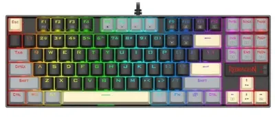 Tastatură mecanică Redragon - Kumara K552LGY, Outemu Red, RGB, negru/gri