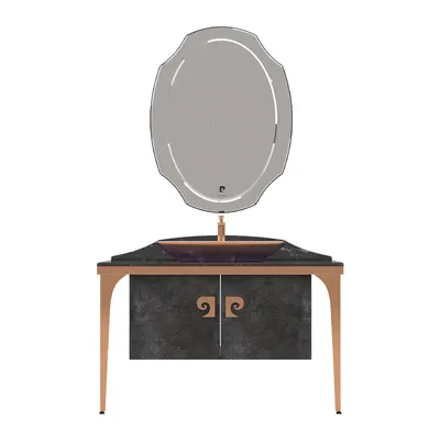 Set mobilier baie Pierre Cardin Venus 3 piese negru-aramiu 120 cm