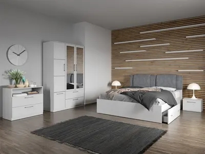 Set dormitor complet Alb cu comoda- Acapulco - C4