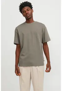 Tricou cu decolteu la baza gatului - din amestec de bumbac organic - Maro taupe
