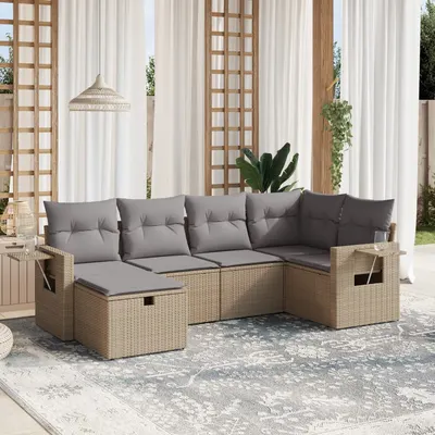 Gossi set canapele de gradina, 6 piese, cu perne, bej, poliratan
