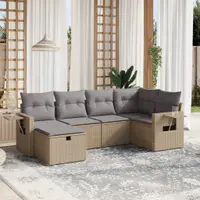 Gossi set canapele de gradina, 6 piese, cu perne, bej, poliratan