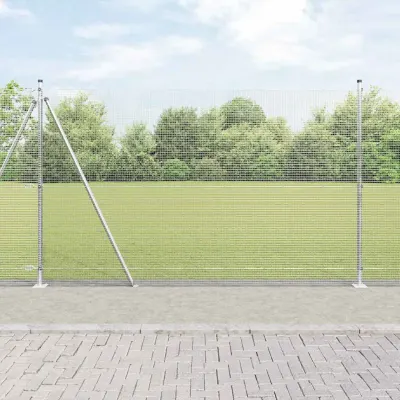 vidaXL Plasă de Sârmă Sudată cu Bază din Beton 10 x 1,4 m Argintiu