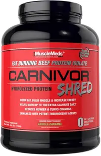 Carnivor Shred Fat Burning Beef Protein, vanilie și caramel, 1736 g, Muscle Meds
