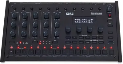 Drum machine hybrid Korg - Drumlogue, 11 voci, 64 pași, negru
