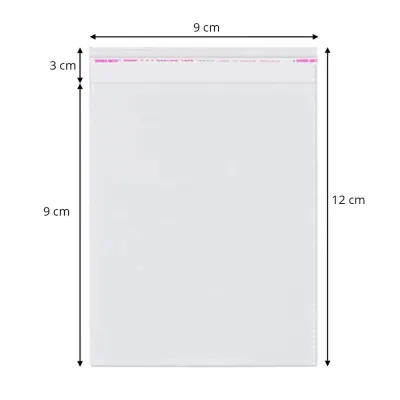 Pungi cu clapetă adezivă - lungimi între 2 și 40cm (set 1000 buc) - 9x12cm