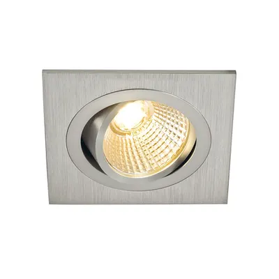 Spot incastrat, NEW TRIA 77 Ceiling lights, aluminium single-headed LED, 2700K, square, brushed aluminium, 38°, 9.1W, incl. driver, clip springs