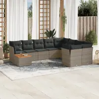 Gossi set mobilier de gradina cu perne, 10 piese, gri, poliratan