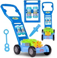 Masina de tuns iarba Bubbles, genereaza baloane din sapun, cu Muzica si 2 rezerve 118ml incluse, 26 x 17cm, Blue
