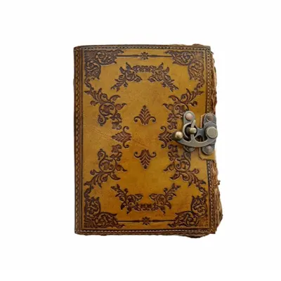Jurnal vintage, 17.5x12.5cm, piele naturala, frunze, Krashell