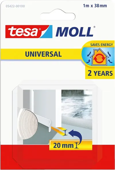 Etanșant pentru ușă Tesa - Tesamoll Universal, 1 m x 38 mm, alb