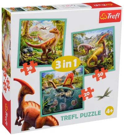 Puzzle Trefl 3 in 1 - Lumea dinozaurilor