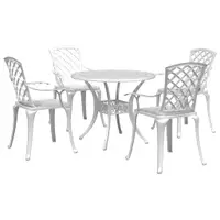 vidaXL Set mobilier de grădină, 5 piese, alb, aluminiu turnat
