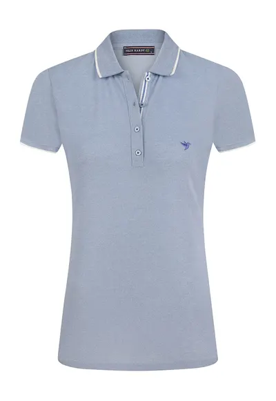 Tricou polo din amestec de bumbac - Albastru prafuit