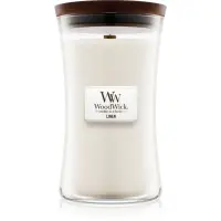 Woodwick Linen lumânare parfumată cu fitil din lemn 609.5 g