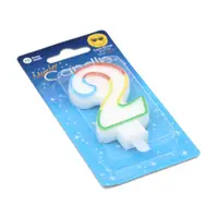 Lumânare aniversară multicoloră cifra 2