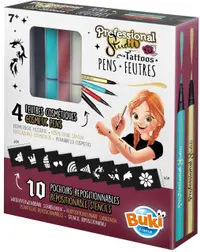 Trusă de tatuaje Buki France - Pixuri și șabloane, aurii