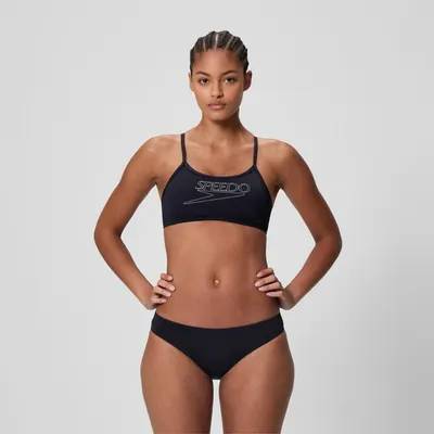 Speedo Dames Bikini Endurance+ Logo Thin Strap Zwart/Wit