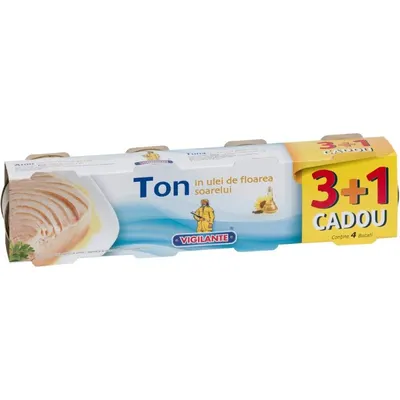 Ton in Ulei de Floarea Soarelui 3 si 1, Vigilante, 4 x 80 g