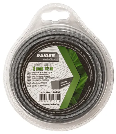 Sfoară pentru cositoare pe motor Raider - Platin-silver, Pătrată întărită , 3.0 mm х 12 m