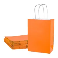 Sacoșe hârtie cu mâner răsucit - portocaliu (set 12 buc) - Mică - 15x22x8cm